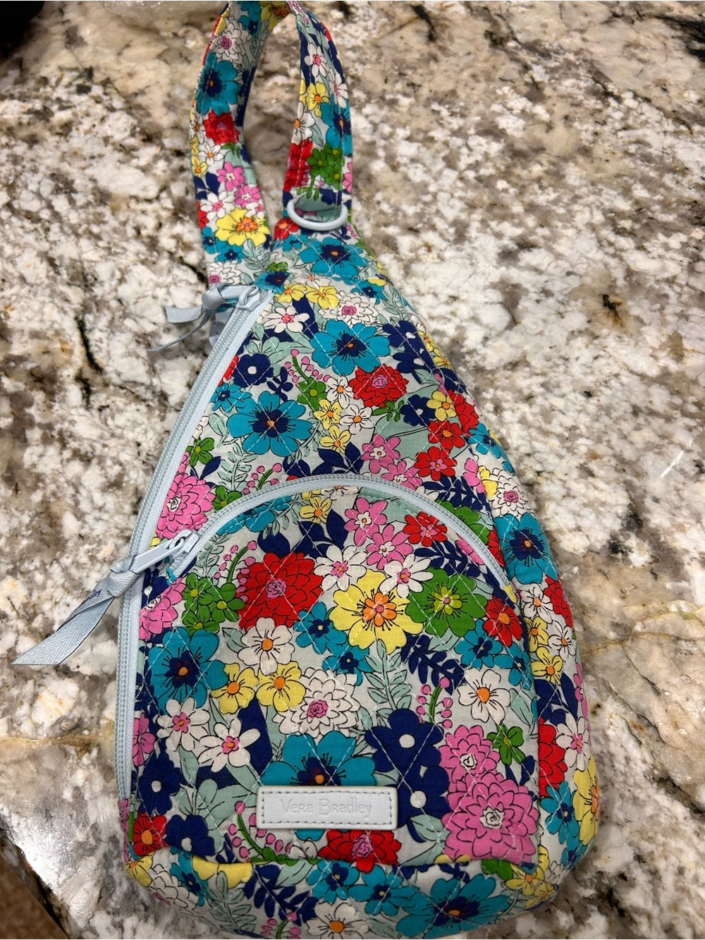 Vera Bradley Multi Floral Crossbody Sling Bag in Teal, Pink, Red & Yellow